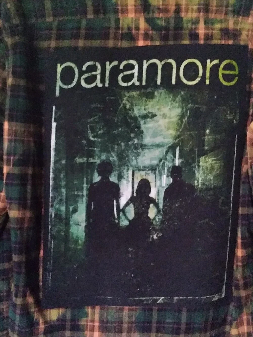 Upcycled Bleached Flannel Shirt W/ Vintage PARAMORE back Patch